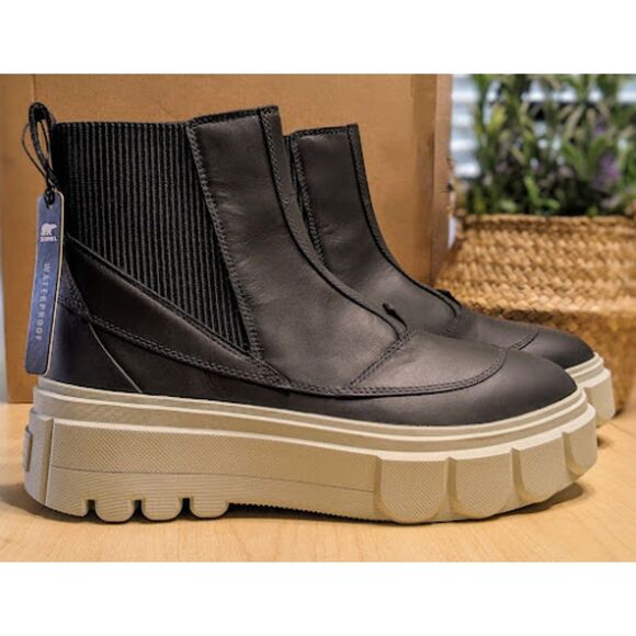 SOREL CARIBOU X Waterproof Leather Platform Chelsea Boots Women's Size 10 NWT - Picture 1 of 13